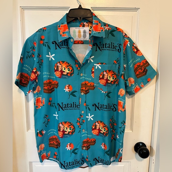Tropical Bros Natalie's Island Juice Hawaiian Button Up Shirt Mens Medium - Picture 1 of 9